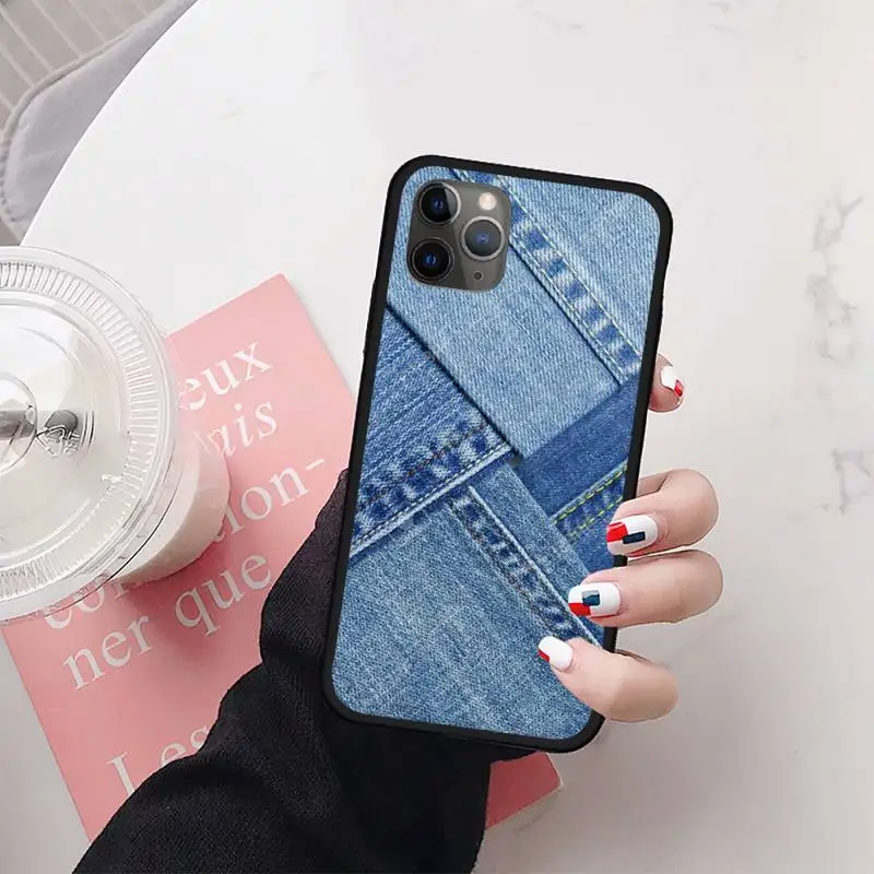 

Jeans Textile Blue Cloth Phone Cases for iPhone 11 12 mini pro XS MAX 8 7 6 6S Plus X 5S SE 2020 XR