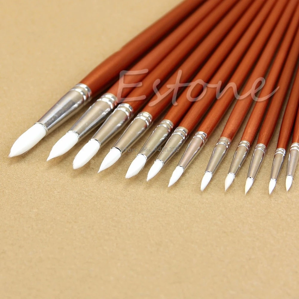

12pc Fine Red Pearl Wooden Paint Acrylic Watercolor Oil Painting Artists Brushes Nylon Hair Paint Brush For Watercolor oil paint