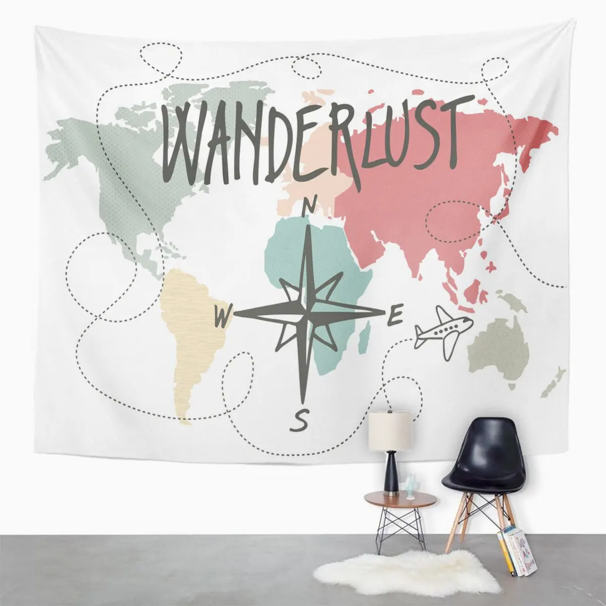 Винтажная карта мира для путешествий компас путешествия пастельные поездки
