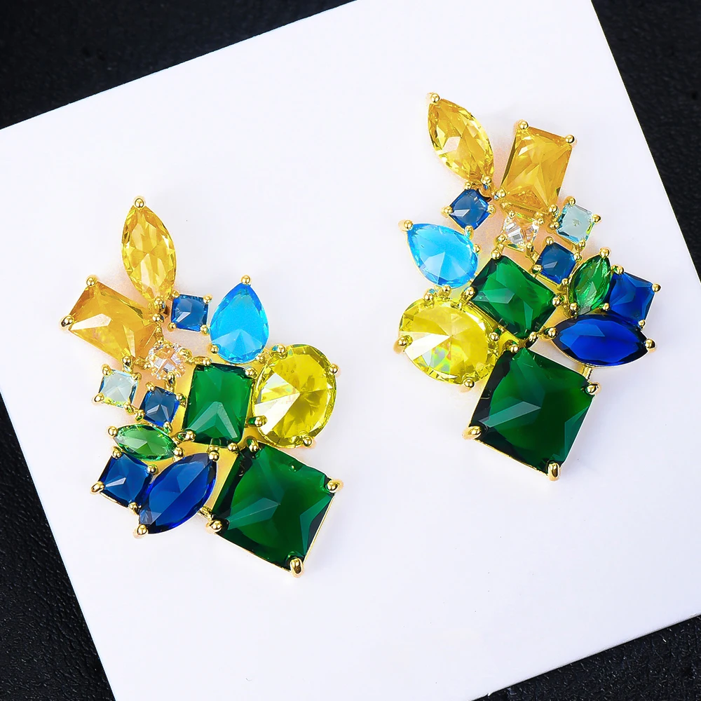 

2020 Romantic Geometric zircon shinning Earrings For Women Wedding Drop Earring Female DIY Fashion Jewelry Gift