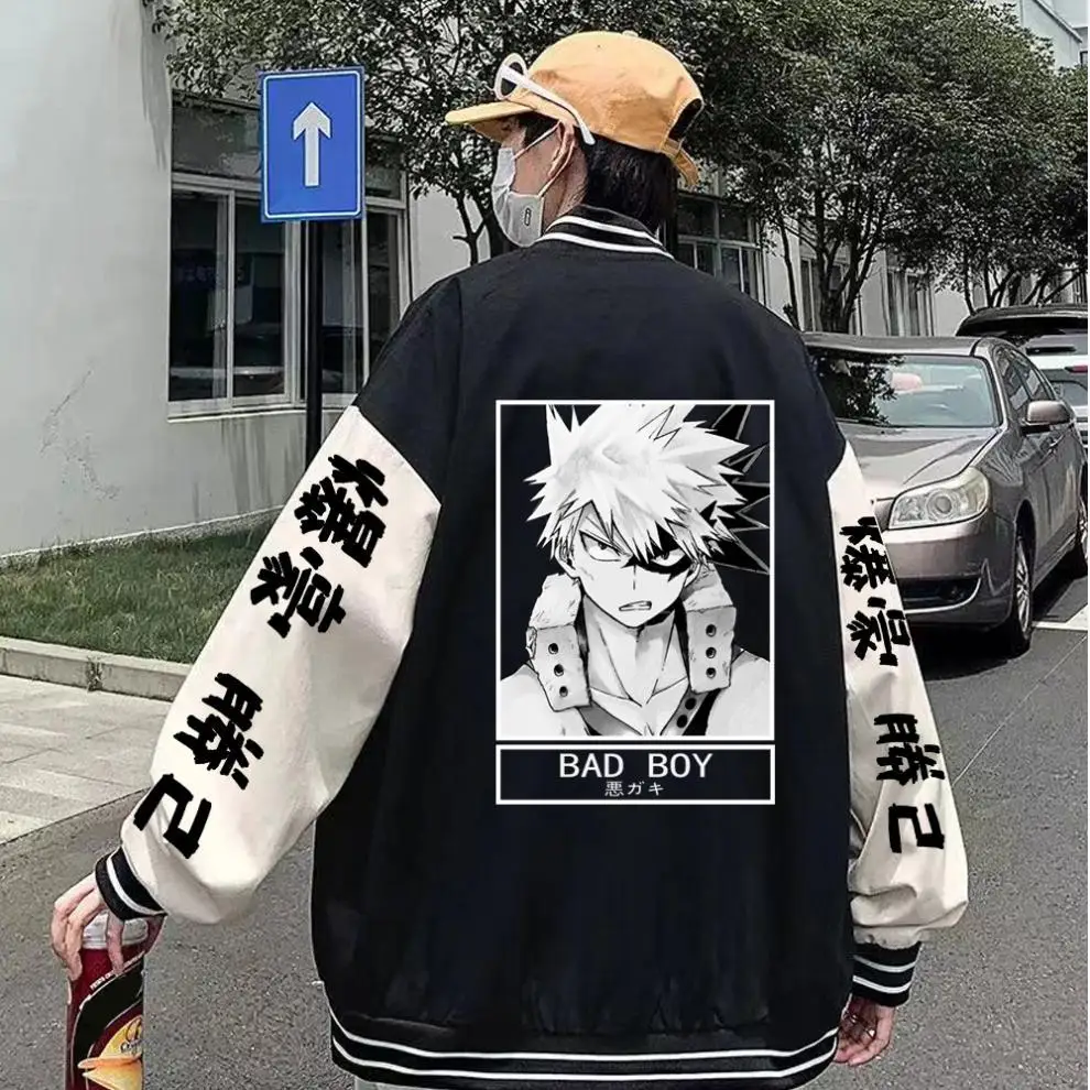 

Anime My Hero Academia Bakugo Katsuki Men/Women Cardigan Baseball Uniform Personality Sweatshirt Unisex Streetwear Harajuku Top