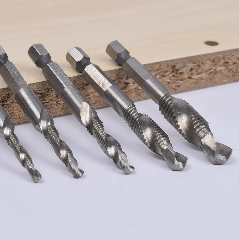 Toolour 6 шт./компл. 1/4 ''hex HSS высокая Скорость Сталь нить спираль винтовой M3 M4 M5 M6 M8 M10 метрики композитный коснитесь Сверло по дереву водопроводной воды
