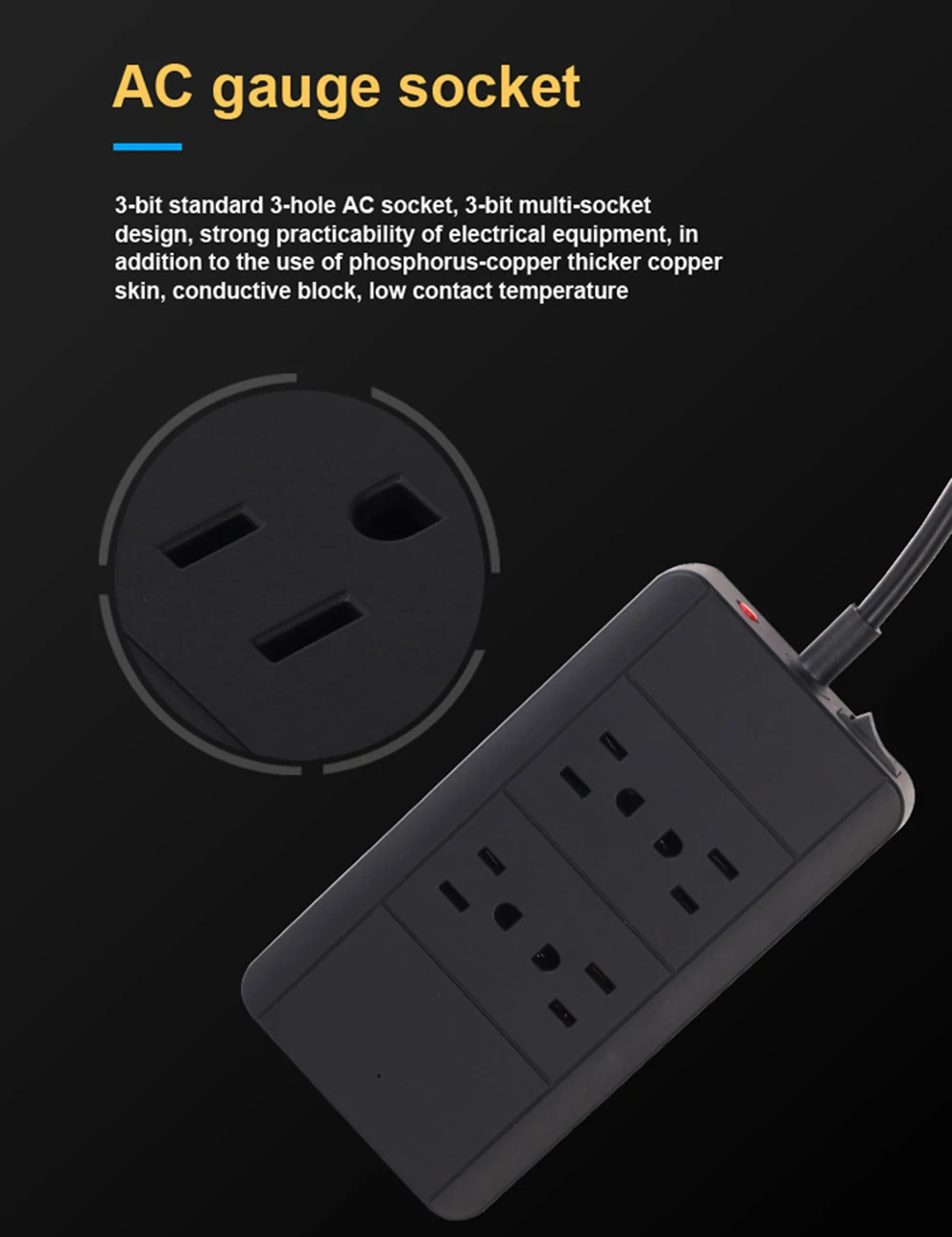 Сетевой фильтр, сетевой фильтр, 4 USB розетки переменного тока, штепсельная розетка США с USB 4 портами QC3.0, быстрая зарядная станция, 6 футов/1,8 м, удлинитель