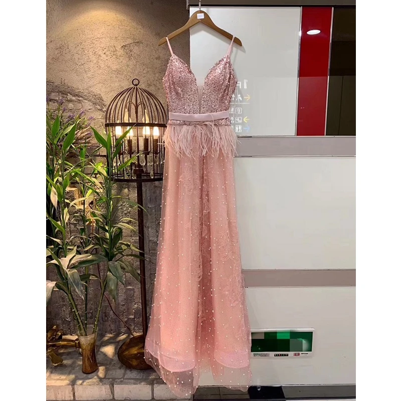 Новая мода шоу стиль свадебное платье Розовый бисера шикарные блестящие платья