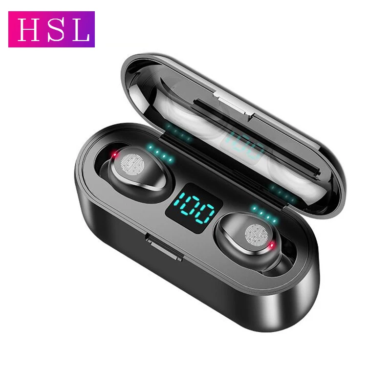 F9 наушники вкладыши TWS с 5 0 Беспроводной Bluetooth светодиодный Дисплей гарнитура