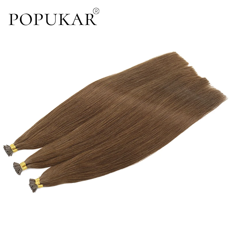 Popakku перуанские волосы Remy с выравненной кутикулой светло коричневые 0 66 г/пряди