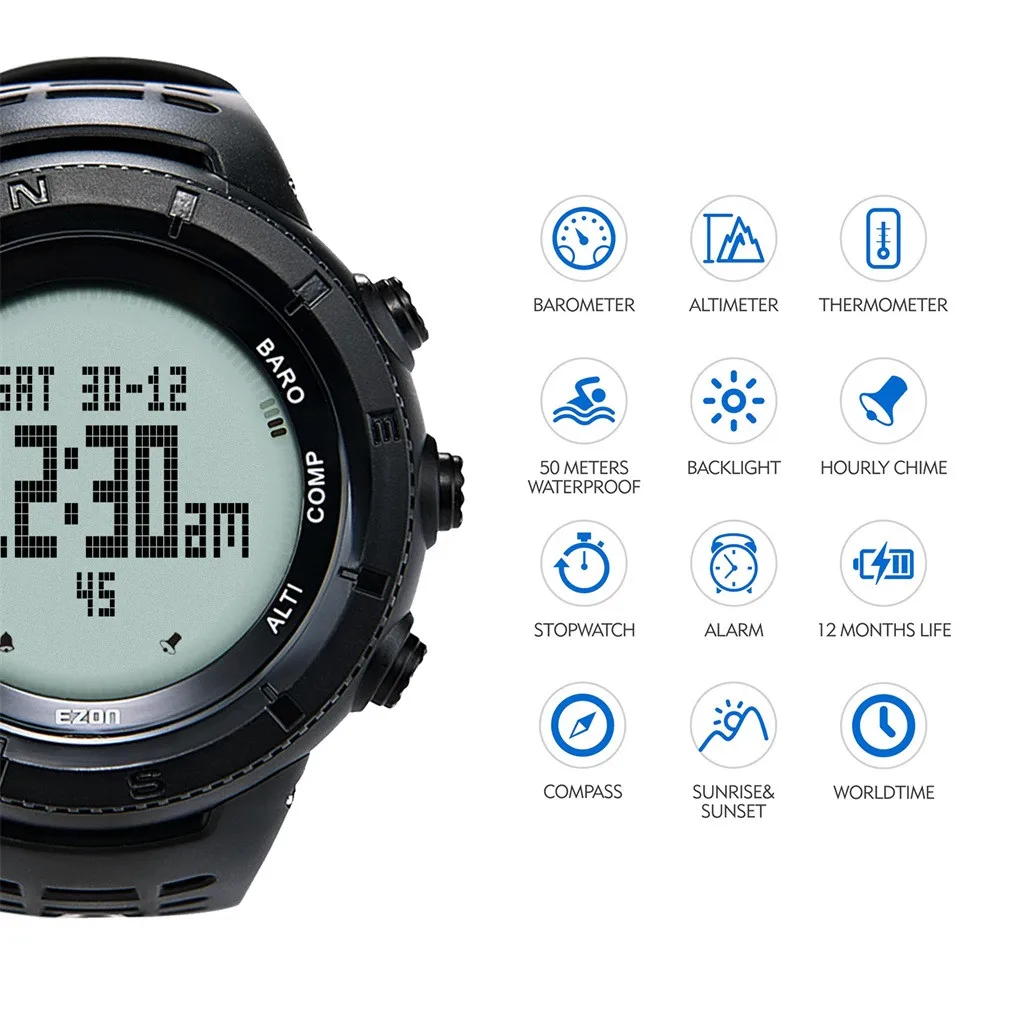 EZON H001H11 Smartwatch блок swich gps шагомер Бег открытый спортивный компас термометр Смарт часы с водонепроницаемым