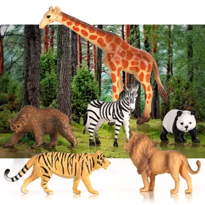 6 шт.компл. модели лесных животных, ферма серии диких животных, набор тигра льва панды, детские игрушки, фигурка, пластиковая коллекция кукол игрушки в подарок