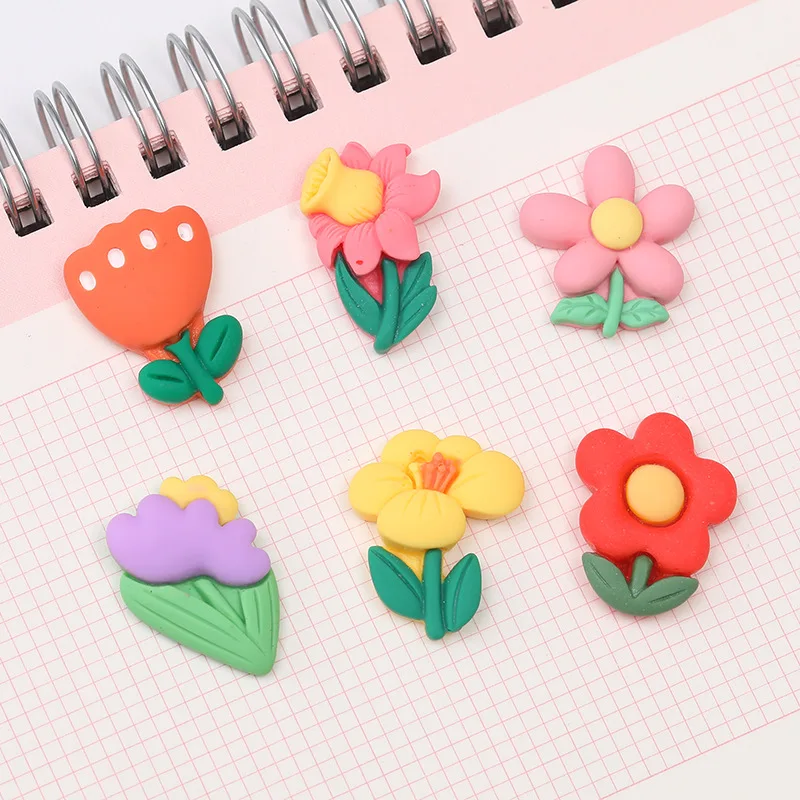 

20pcs Mix Cartoon Flowers Resin Ornament DIY Craft Supplies Phone Shell Patch Art Decor Girl Hair Accessories Handmade Material