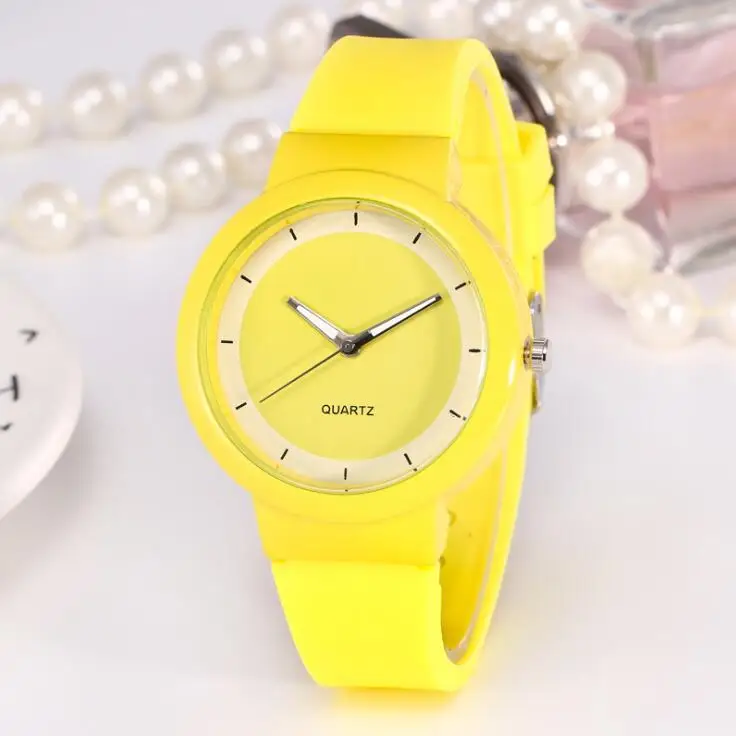 

Fashion Children Quartz Watch Yellow Silicone Strap Bracelet Simple Scale Dial Kids Watches Boy Clocks Girl Wristwatch Gift H18