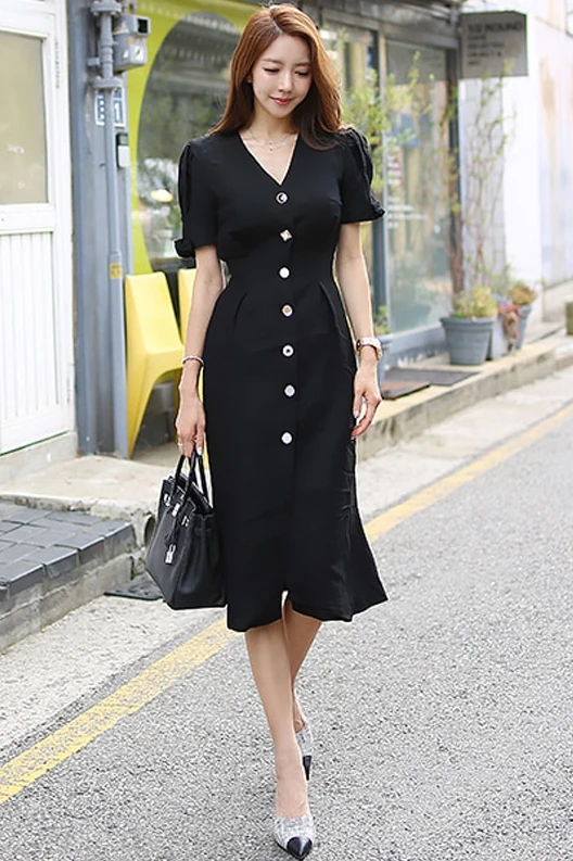 

COIGARSAM Office Lady Women dress New Summer Brief Dresses White Black 928