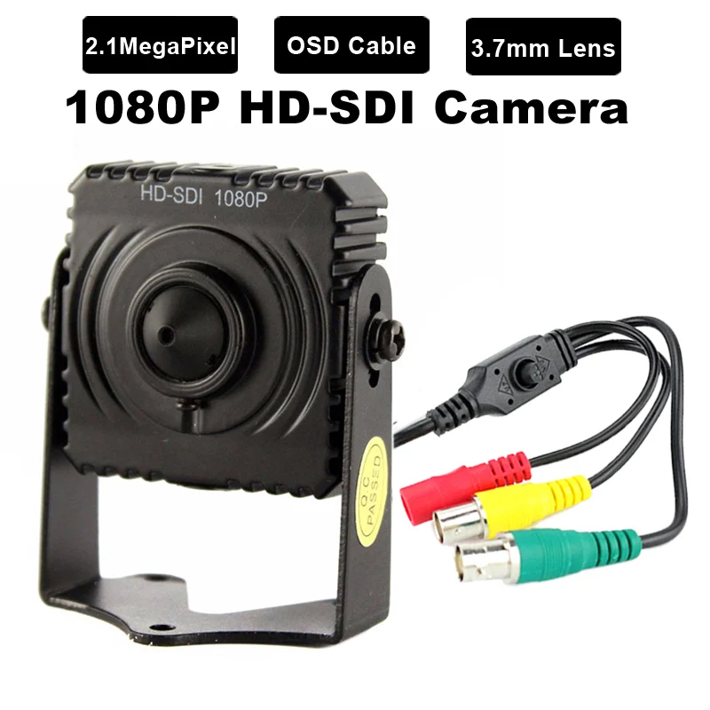 

Full HD 1080P HD-SDI Camera 1/3 inch progressive scan 2.1 Mega Pixel 3.7mm Pinhole Lens Mini SDI Camera With OSD Cable