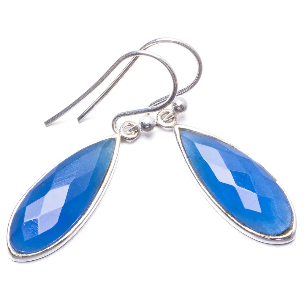 Уникальные серебряные серьги ручной работы из халцедона 1 25 дюйма с натуральным