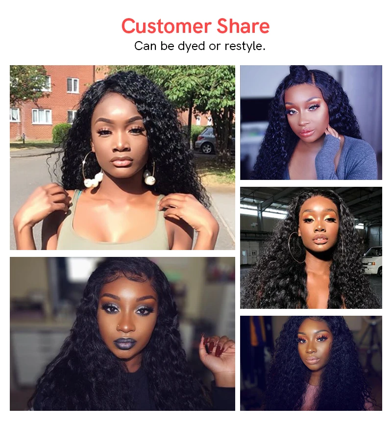 

Deep Wave Virgin Human Hair Wig 4x4 HD Transparent Lace Closure Wig 13x4 Lace Frontal Wig for Women Natural Color Pre Plucked