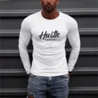 Мужская облегающая Повседневная футболка с круглым вырезом и длинными рукавами с буквенным принтом, топ, модная футболка, большие размеры, 2021