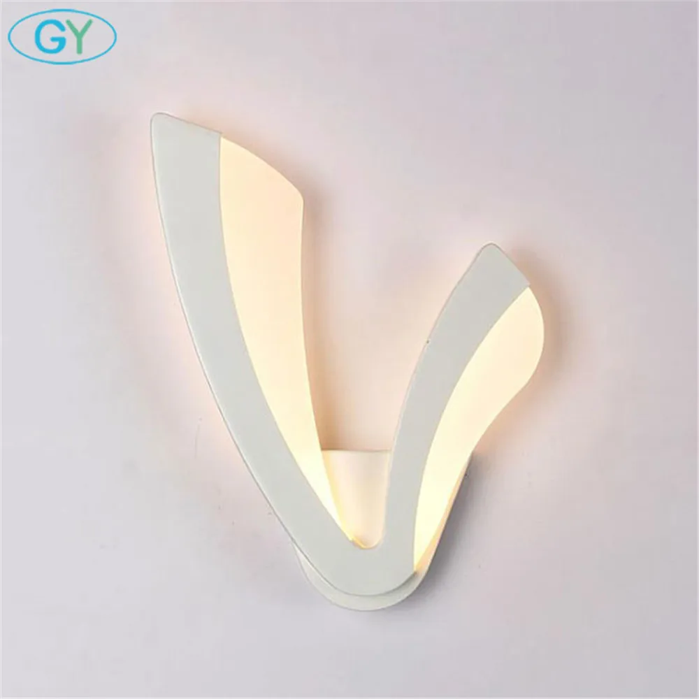 Nordic post modern simple V shade 8W LED light white led wall lamp bedside bedroom creative room living staircase corridor | Освещение