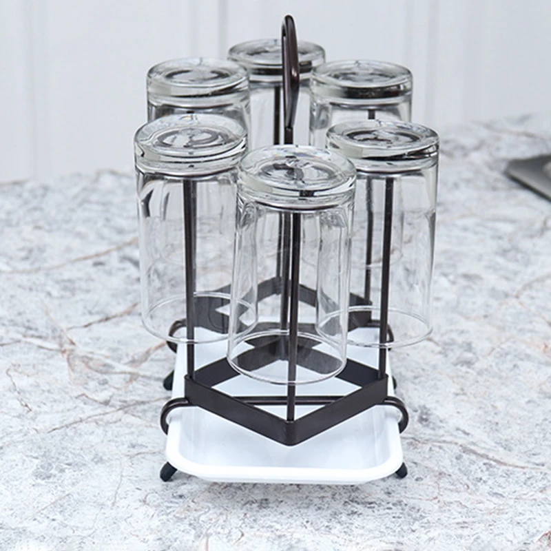 

High Quality Kitchen Organizer Mug Holder Home Iron Indoor Rack Storage 6 Slot Reusable Table