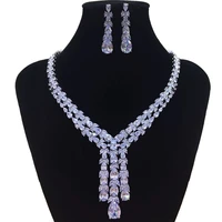 godki trendy luxury 2pcs tassels drop statement jewelry set for women wedding full cubic zircon dubai bridal jewelry set 2019