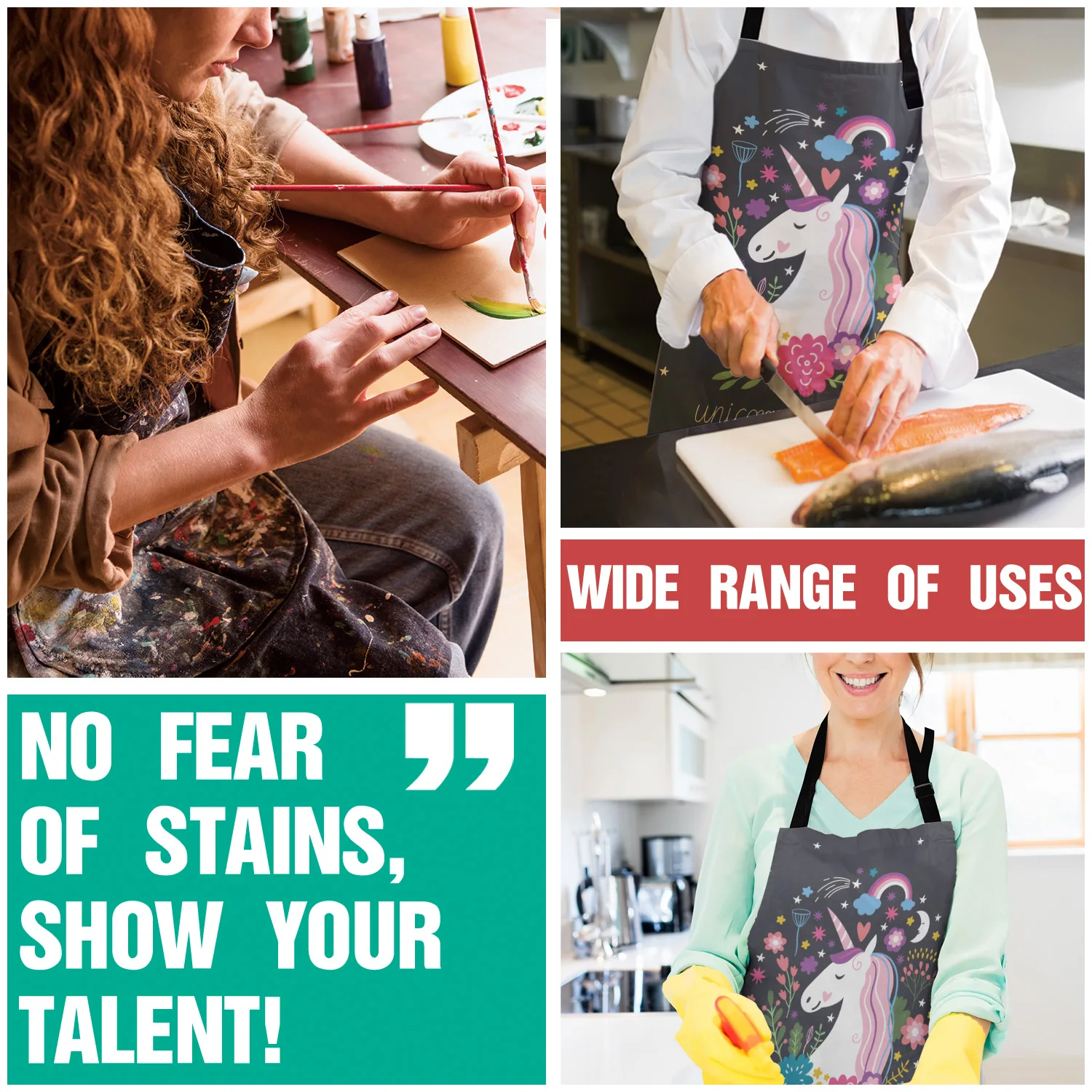 Чистый и единорог фартуки с принтом кухня домашний холст нагрудник для женщин