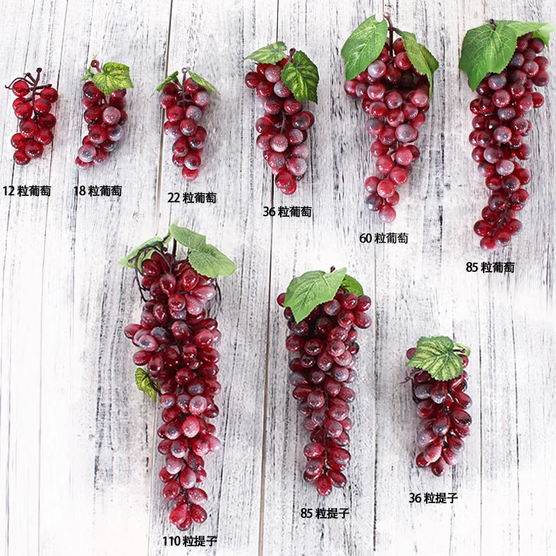 Real Touch Artificial Fruit Grapes Plastic Fake Leaves Christmas Home Garden Wedding Party Decoration Food Photography Props