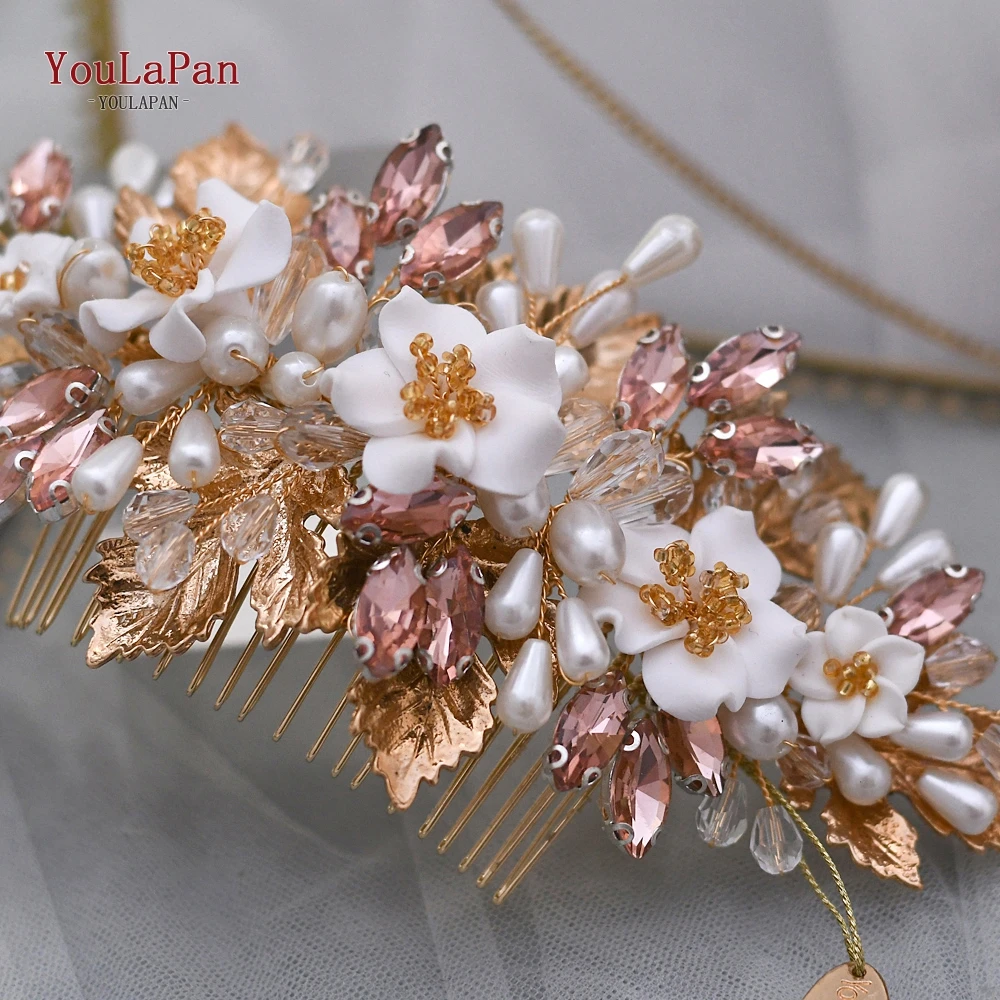 

TOPQUEEN HP321 Bridal Hair Pieces for Women Flower Pins Wedding Hair Accessories for Brides Rhinestones Wedding Hair Clips