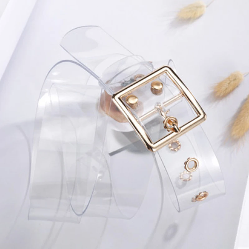 Высокое качество женский прозрачный полный ремень панк заклепки пряжка талия