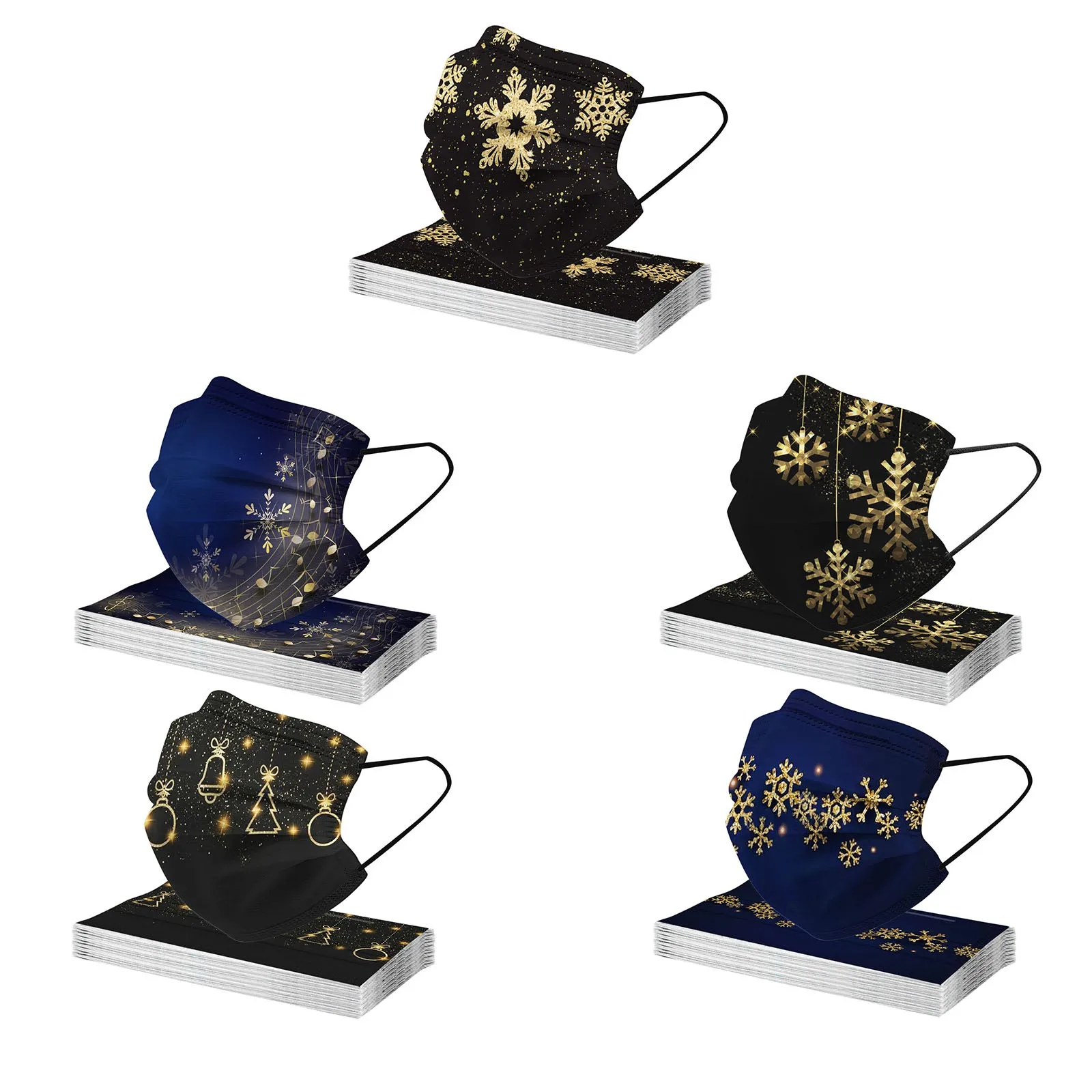 

Маски для взрослых на Рождество, многослойные дышащие пылезащитные 3-слойные одноразовые маски с ушными петлями, маска для Хэллоуина, 50 шт.