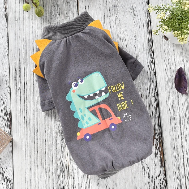 Симпатичный жилет для собаки динозавра футболка сине-серое летнее пальто