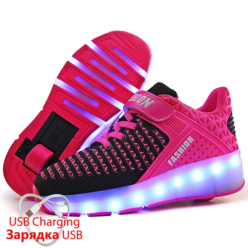 Luminous Sneakers with Backlight Rechargeable Glowing for Boys Rollers Women Soles Girls | Детская одежда и обувь