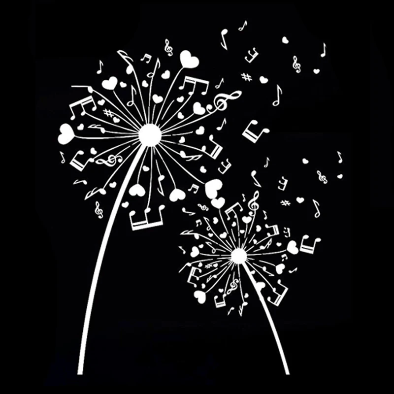 

Volkrays Interesting Car Sticker Musical Dandelion Decor Silhouette Accessories Reflective Sunscreen Vinyl Decal,18cm*14cm