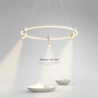 black or white led chandelier lighting dining living room creative round hanging lamp study bedroom simple modern nordic fixture