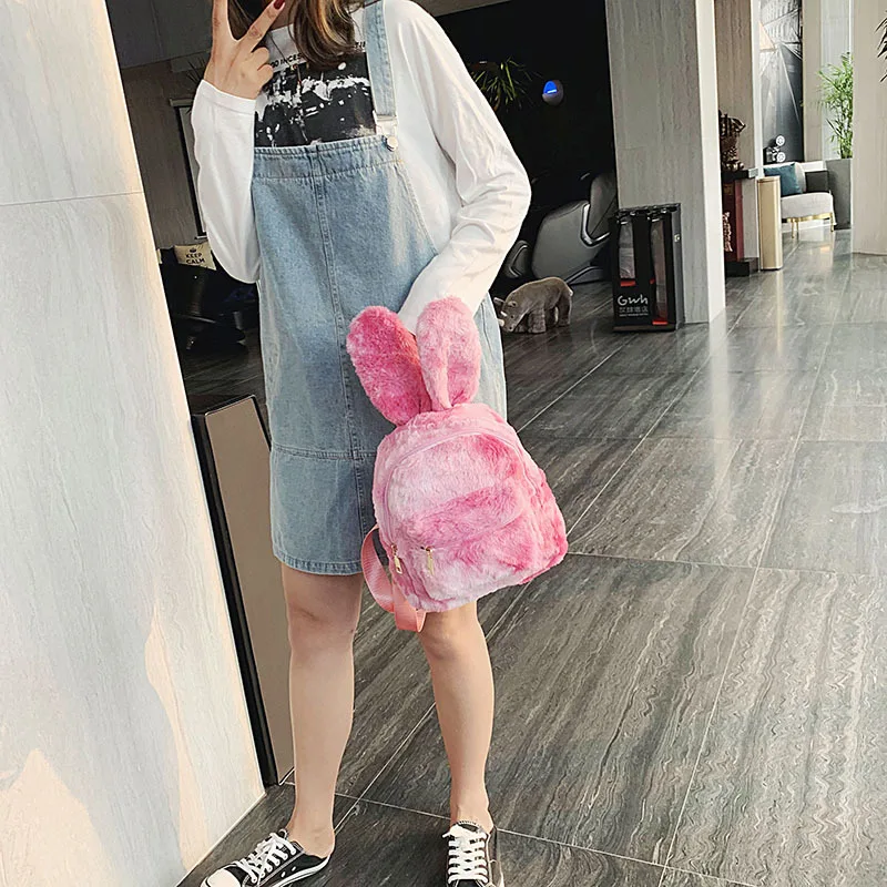 Плюшевый Рюкзак с заячьими ушками для девочек игрушки школьные сумки детский