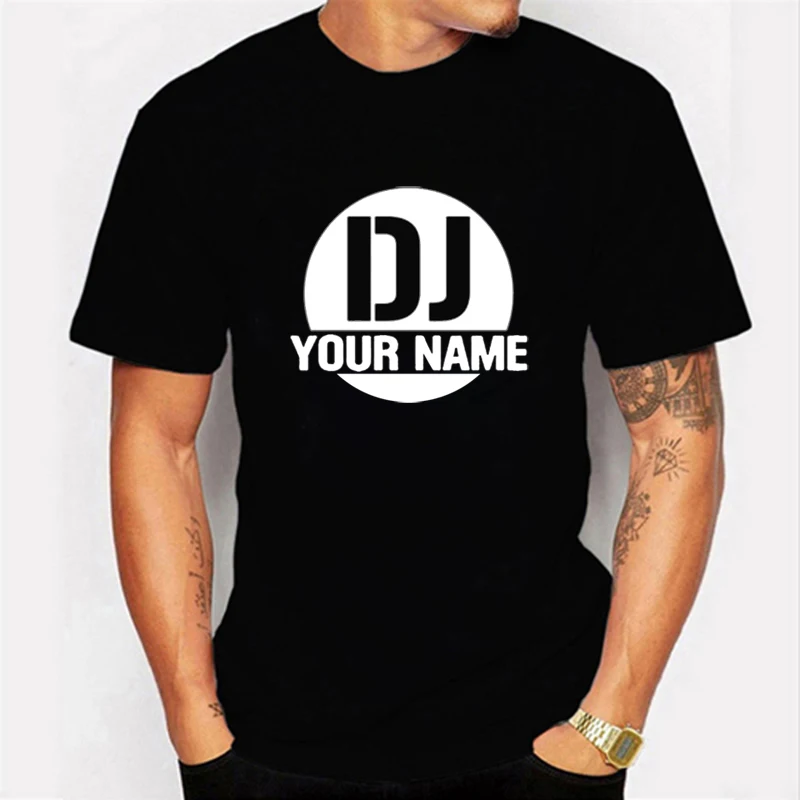 

DJ Print Tee Shirt Homme Custom T Shirt Mens Womens Casual Tops Tees Shirts DJ Your Name Logo Diy Names T Shirt Men's Tee Shirt