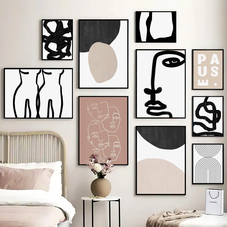 

Color Block Woman Line Face Eye Abstract Wall Art Canvas Painting Nordic Posters And Prints Wall Pictures For Living Room Decor