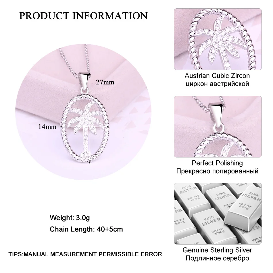 Женское Ожерелье с кулоном LADYCHIC из настоящего твердого стерлингового серебра 925