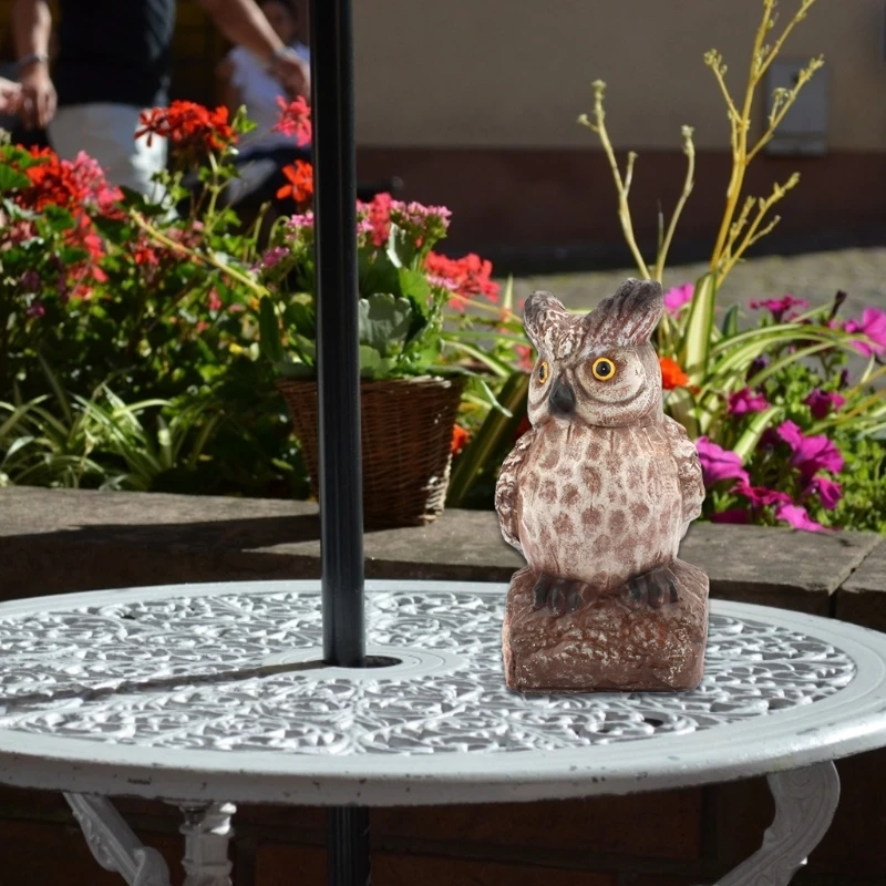 Simulation Owl Perched On Tree Statues Figurines Resin Ornament Animal Crafts Sculpture Bird Deterrent Repellent Outdoor Garden
