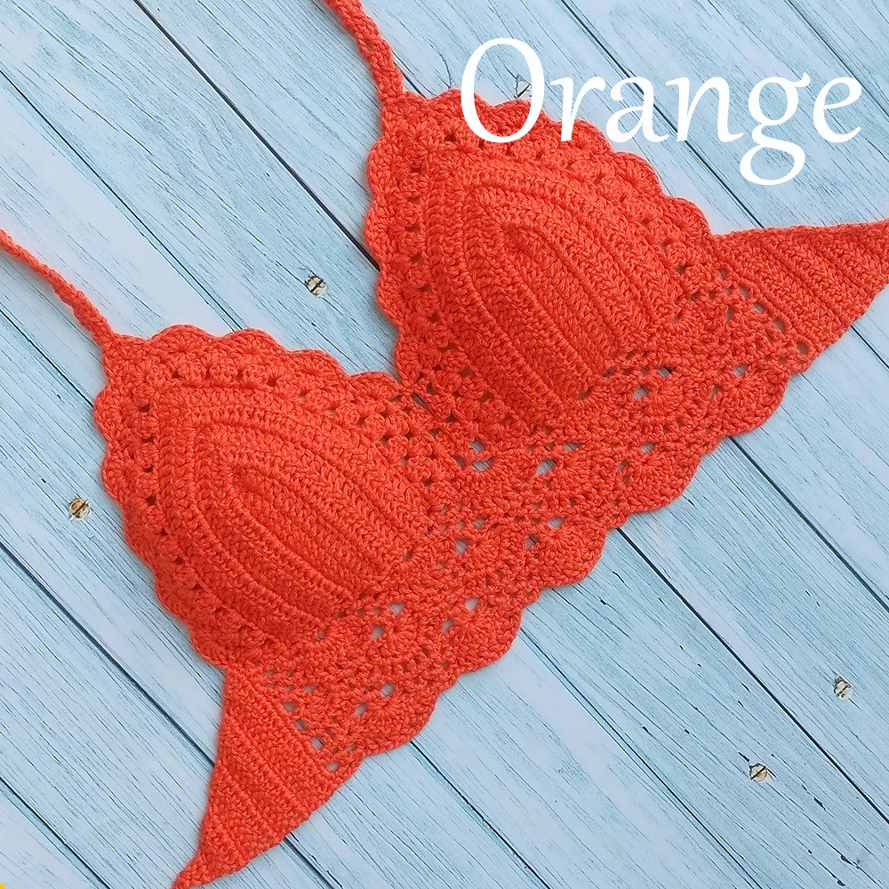 10 Colors Have Lining Womens Bikini Top Sexy Crochet Knit Separate Female Swimsuit Push Up Bra Beachwear Plus Size Bathing Suits