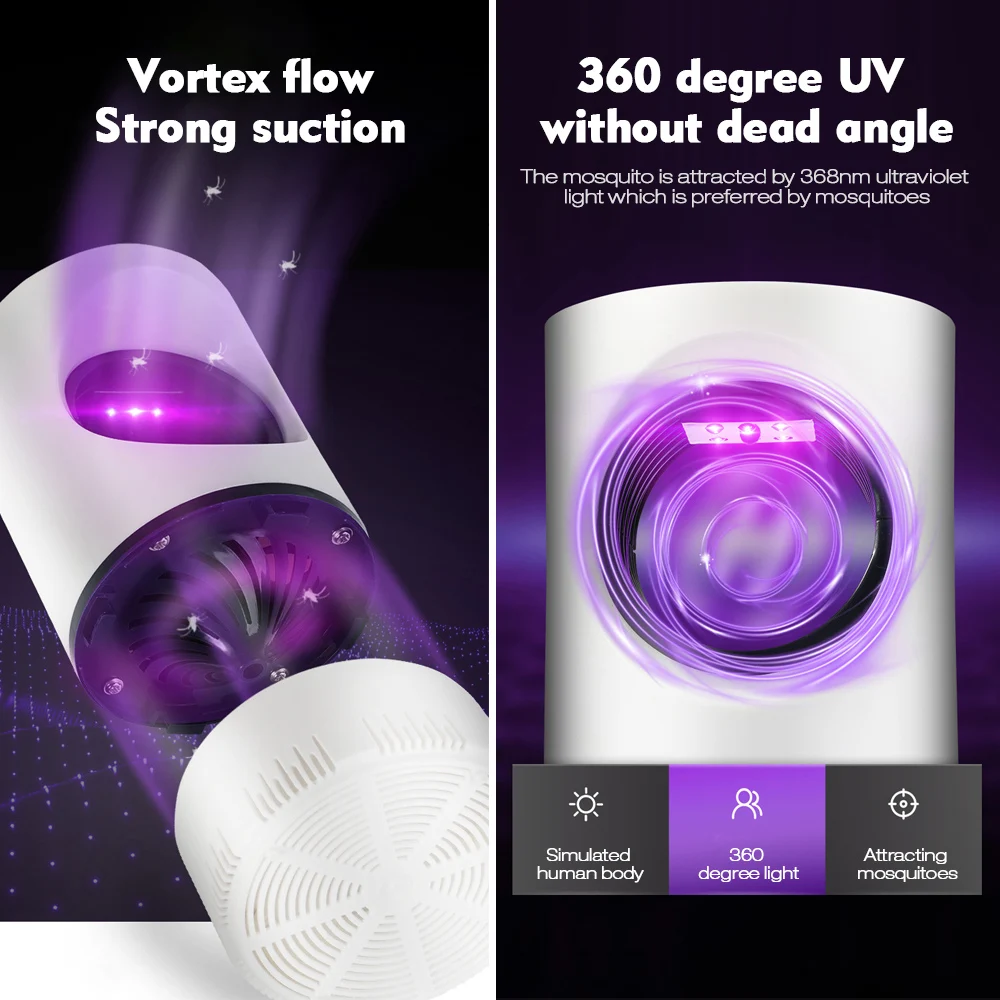 Светодиодная УФ лампа ловушка для комаров ночсветильник с USB уничтожения