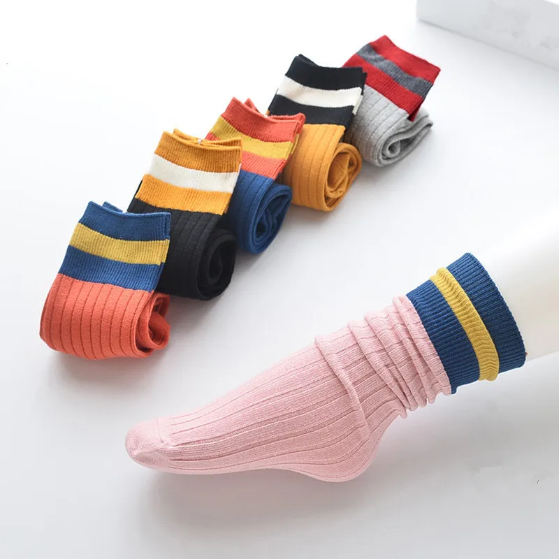 Baby Girls Socks Knee High Baby Football Stripes Sport Socks for Girl Sweet Princess Baby Socks Long Tube Kids Leg Warmer 3-10Y