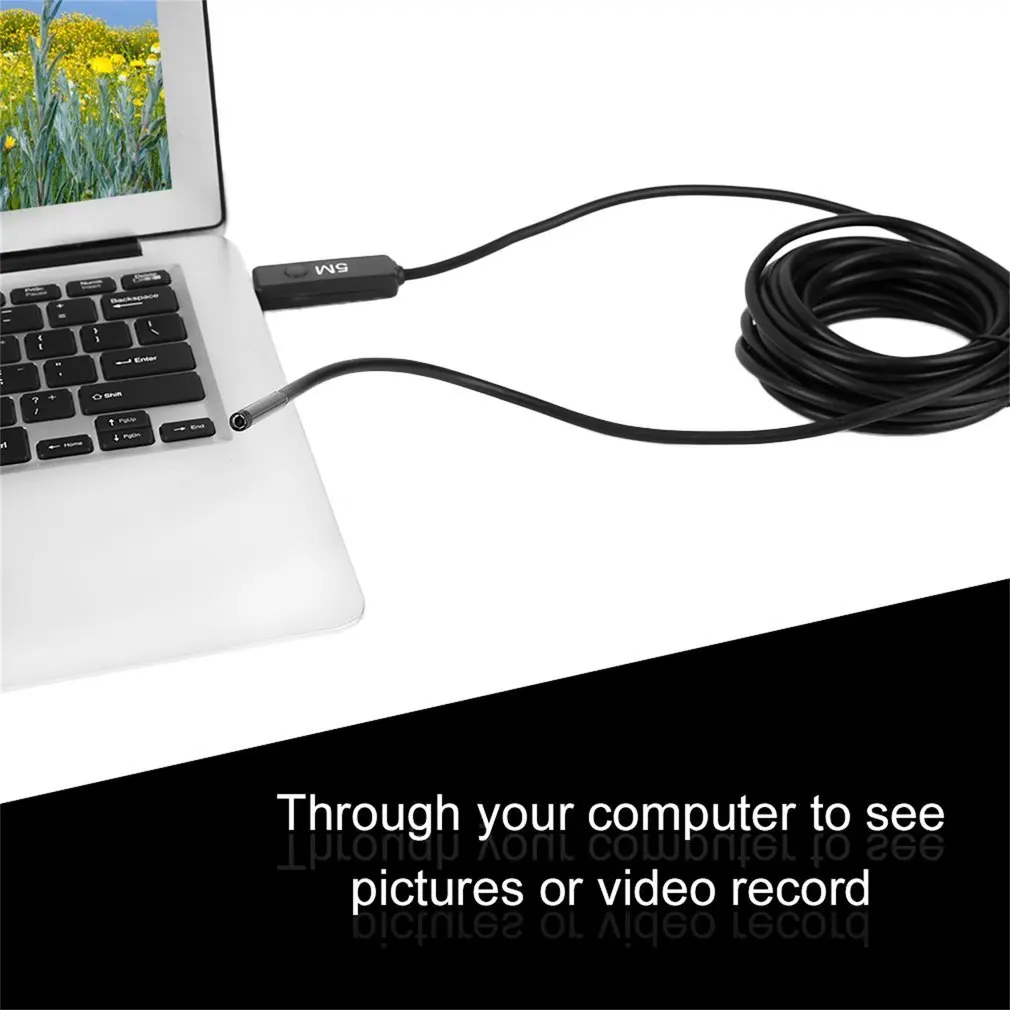 Waterproof HD 5M Endoscope Mini USB Camera Borescope Photo Capture Inspection Scope 6 White LEDs Tube for Android Phone PC | Инструменты