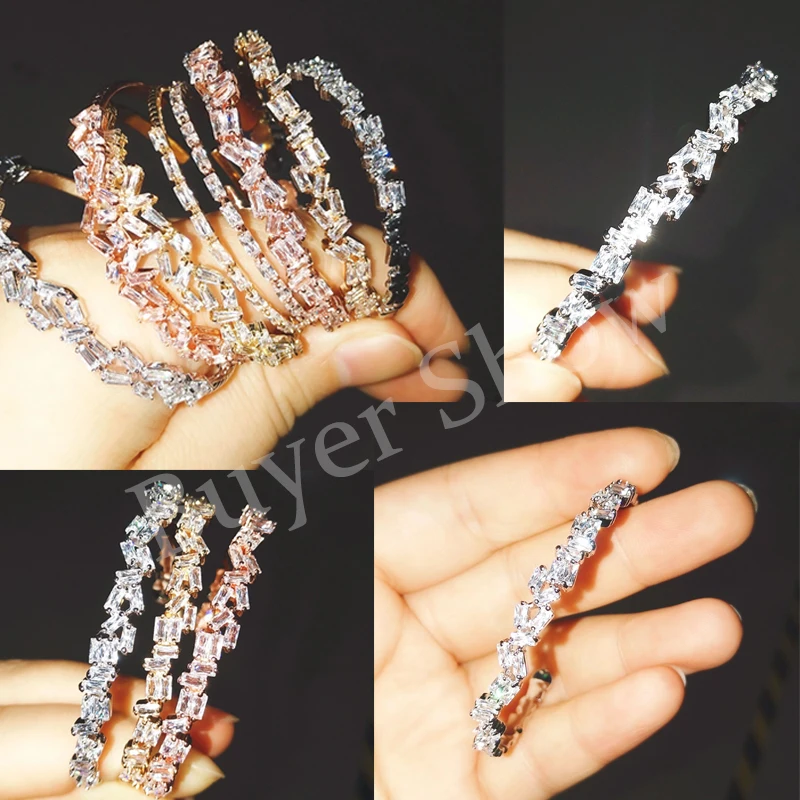 Роскошный браслет ювелирное изделие проложить квадратный камень обручальные