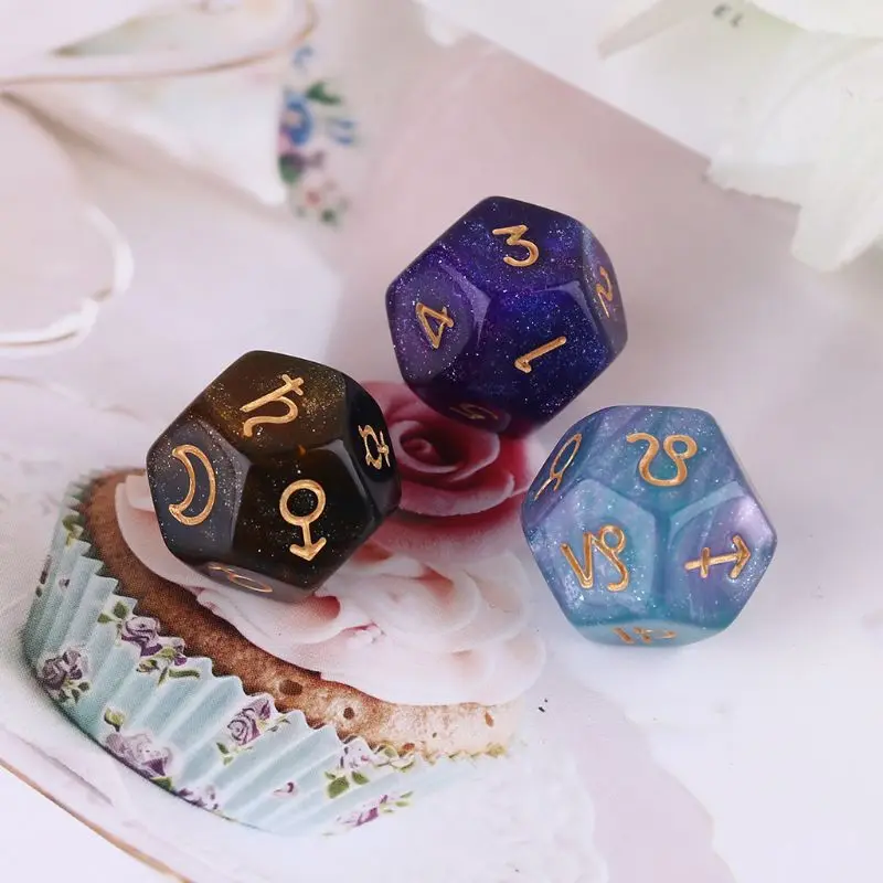 

3pcs / set of high quality acrylic two color D12 polyhedral astrology dice constellation divination board party table games