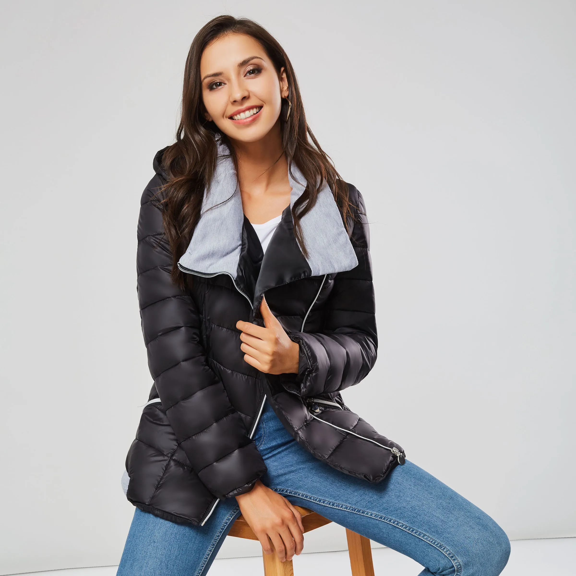 Парка женская зимняя куртка русская Повседневная Базовая теплые готические