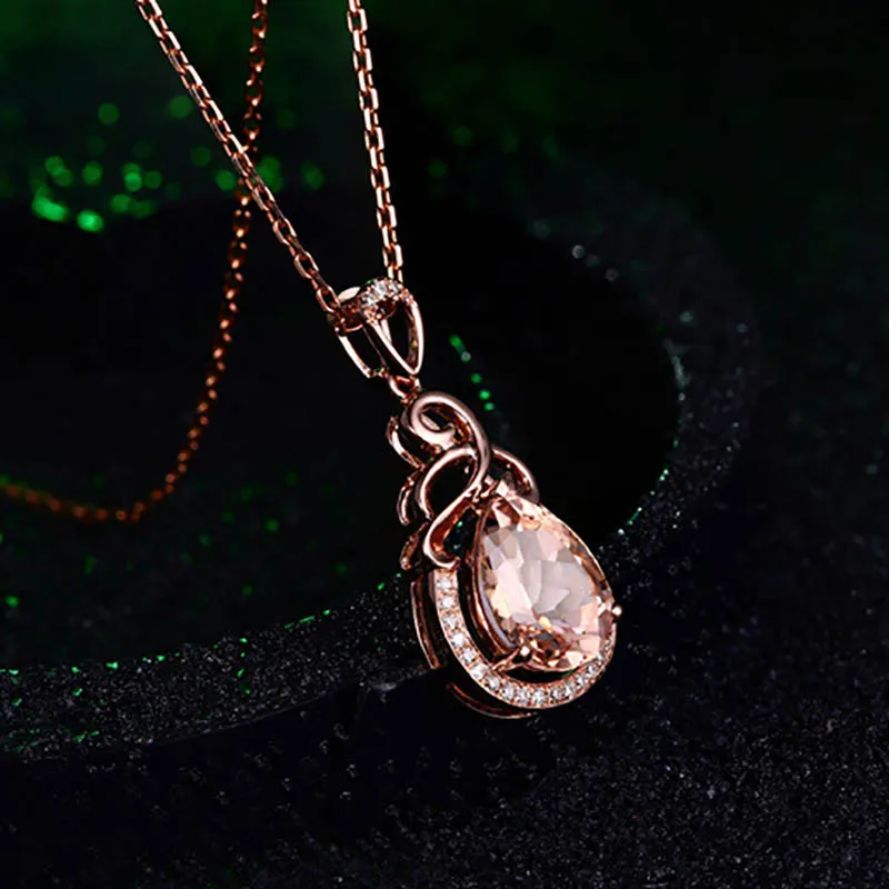 Bague Ringen темперамент полые резные серебряные 925 ювелирные изделия в форме капли воды порошок кристалл кулон ожерелье для женщин свадеб