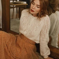 chic mohair knitwear gilet 2021 woman long sleeve round neck elegant cardigan ladies autumn winter casual vintage sweater jumper