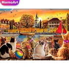 MomoArt Алмазная вышивка кошки Полный Алмазный мозаика закат солнца вышивка крестом Алмазная Живопись природа украшение украшения для дома