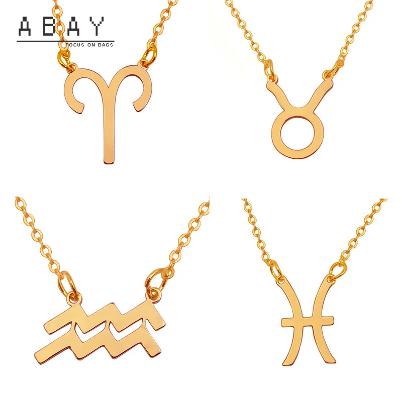 

Women Popular 12 Constellation Card Necklace New Fashion Rose Gold Simple Versatile Temperament Girl Collarbone Chain Wholesale