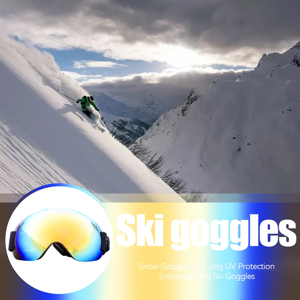 

Snow Goggles Anti-fog PC Plating Lens UV No Frame Eyes Protection Ourdoor Sports Riding Snowboarding Ski Goggles