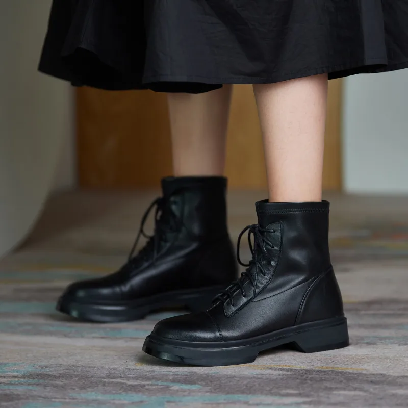

FEDONAS Vintage Ankle Boots For Women Chunky Platform 2021 Winter Genuine Leather Motorcycle Boots Working Party Shoes Woman