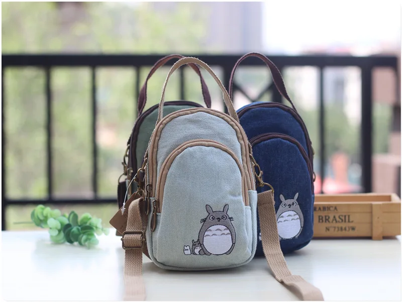 

Canvas Cartoon Totoro Women Small Tote Handbags Ladies Shoulder Crossbody Money Bags Female Phone Pouch Massage bolsa for Girls